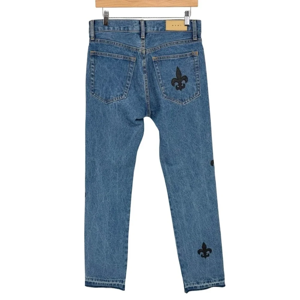 MNML Mens Size 30 D112 Fleur Straight Leg Jeans Embroidered Streetwear Y2K EUC